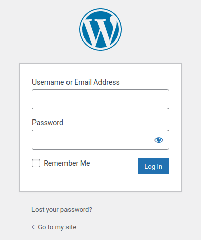 Domyślny wygląd ekranu logowania WordPress